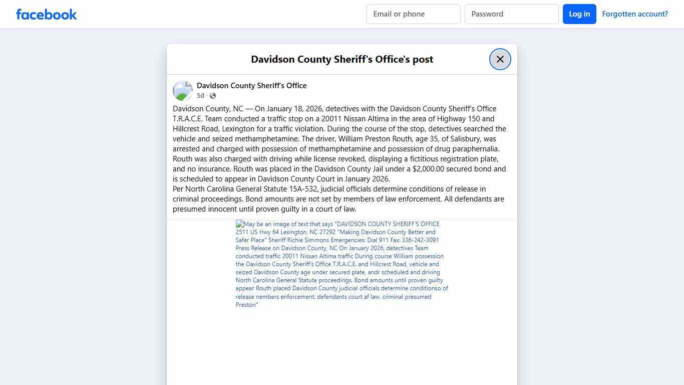 Davidson County, NC —... - Davidson County Sheriff's Office Facebook